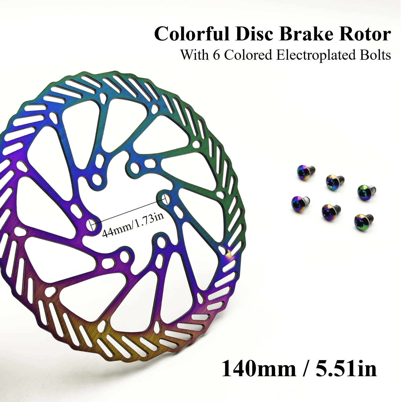 TEMU 140mm/160mm/180mm/203mm Bicycle Stainless Steel Disc Brake Rotor, With 6 Bolts, Colorful & Stylish Design | Lightweight With Heat-dissipation