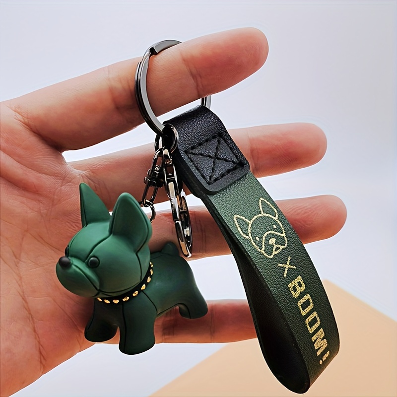 

1pc Cute French Bulldog Keychain Animal Resin Wristlet Key Chain Ring Bag Backpack Charm Car Pendant Phone Lanyard Boys Daily Uses Gift