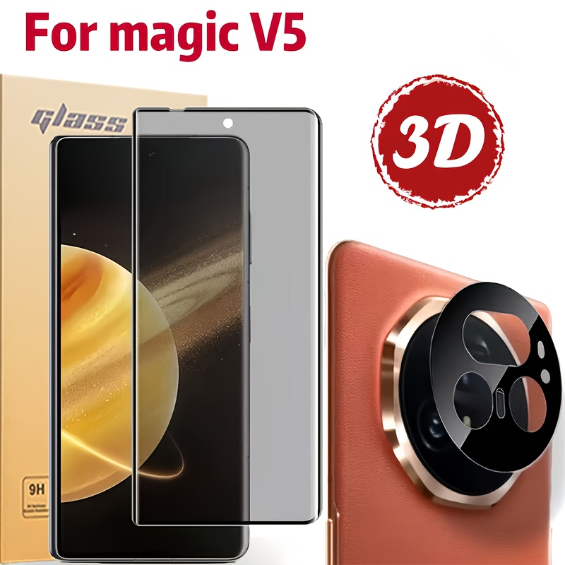 TEMU (2 Pack) 1x 3d Anti-spy Outer Screen Tempered Glass   1x Camera Lens Protector. Compatible With Honor Magic V5 Foldable Phone. Anti-fingerprint,