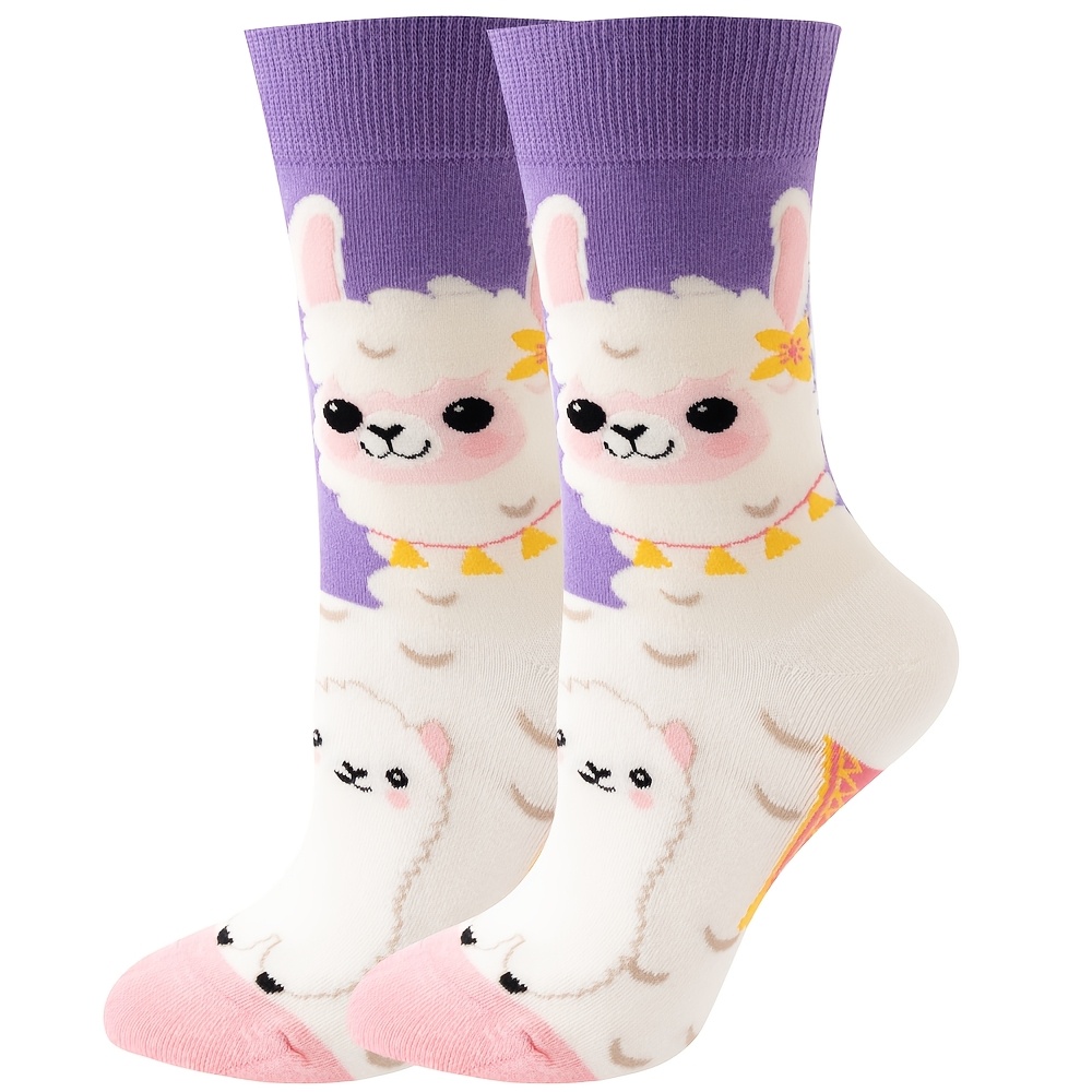 1 Pair Of Milky White Alpaca Trendy Socks