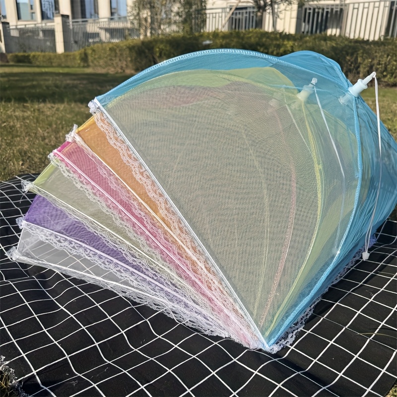 6pcs random color 3pcs colorful food covers combination outdoor picnic food covers lace mesh multi color breathable food covers anti mosquito and fly dust proof and foldable food covers