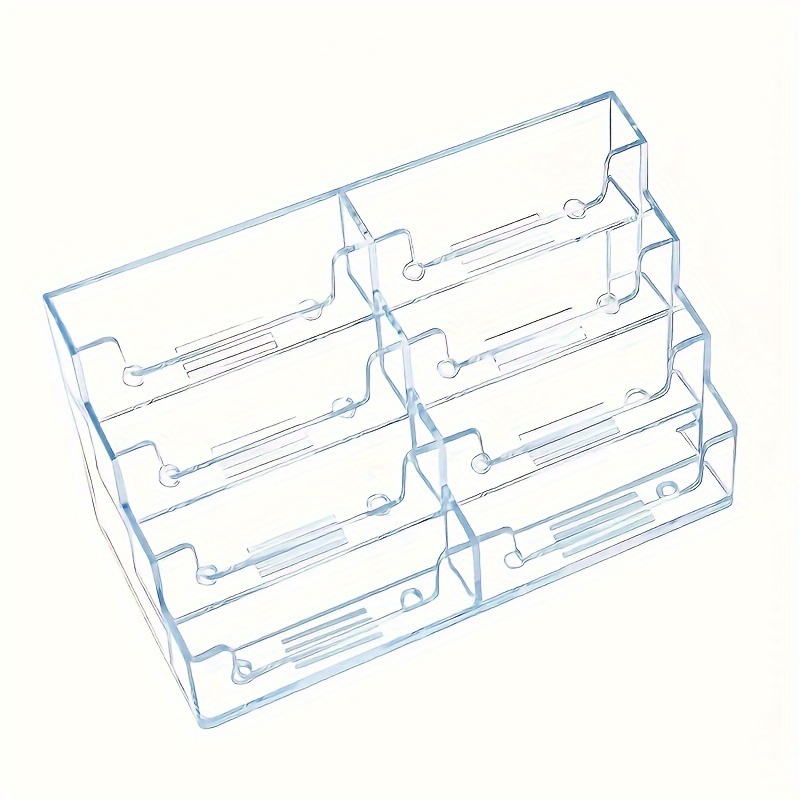 

1pc Matte Finish Transparent Business Card Holder, 4-tier With 8 Compartments - Ideal For Office Desk Or Countertop Display