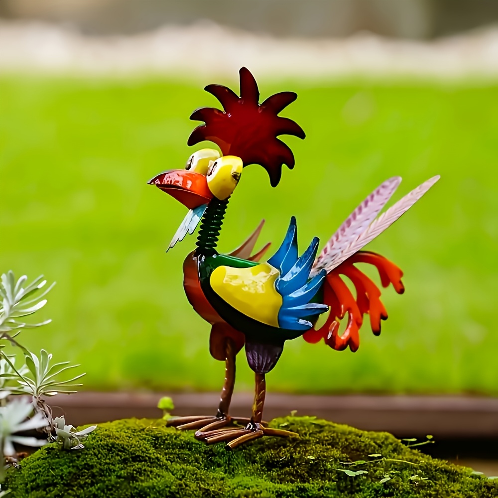 

Vibrant Metal Rooster Statue - Outdoor & Indoor Decor, Ideal Gift For