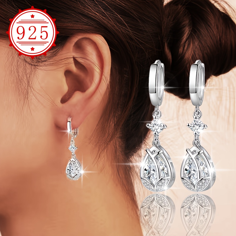 Women's 925 Silver Tulip Drop Dangle Earrings, Hypoallergenic