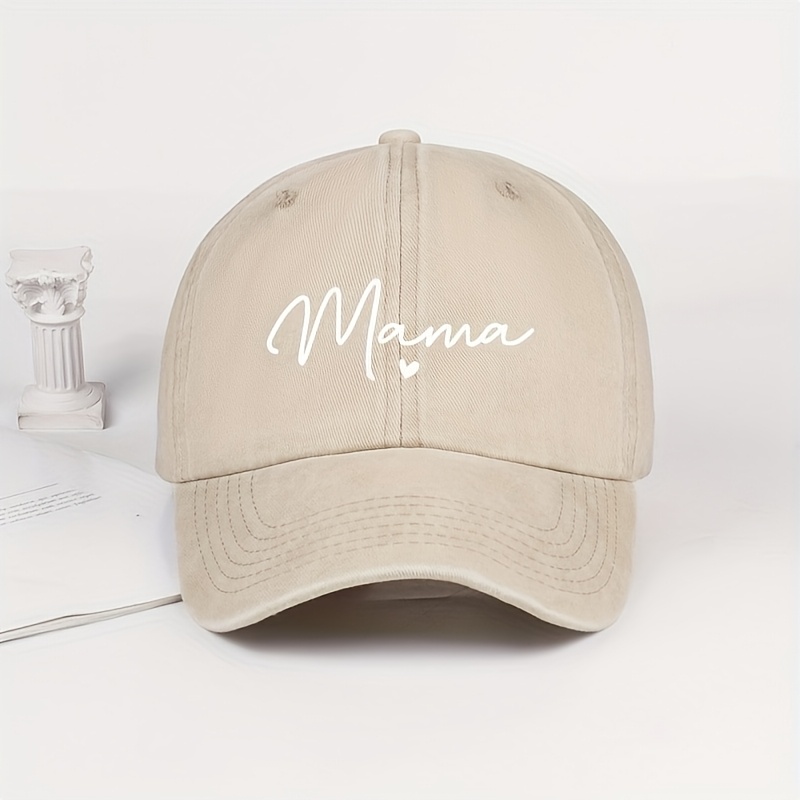 Women's Mama Print Baseball Cap - Adjustable Lightweight Dad Hat With Distressed Wash, Breathable Design For Casual Outdoor, Hat For, Stylish Headwear, Washed Texture
