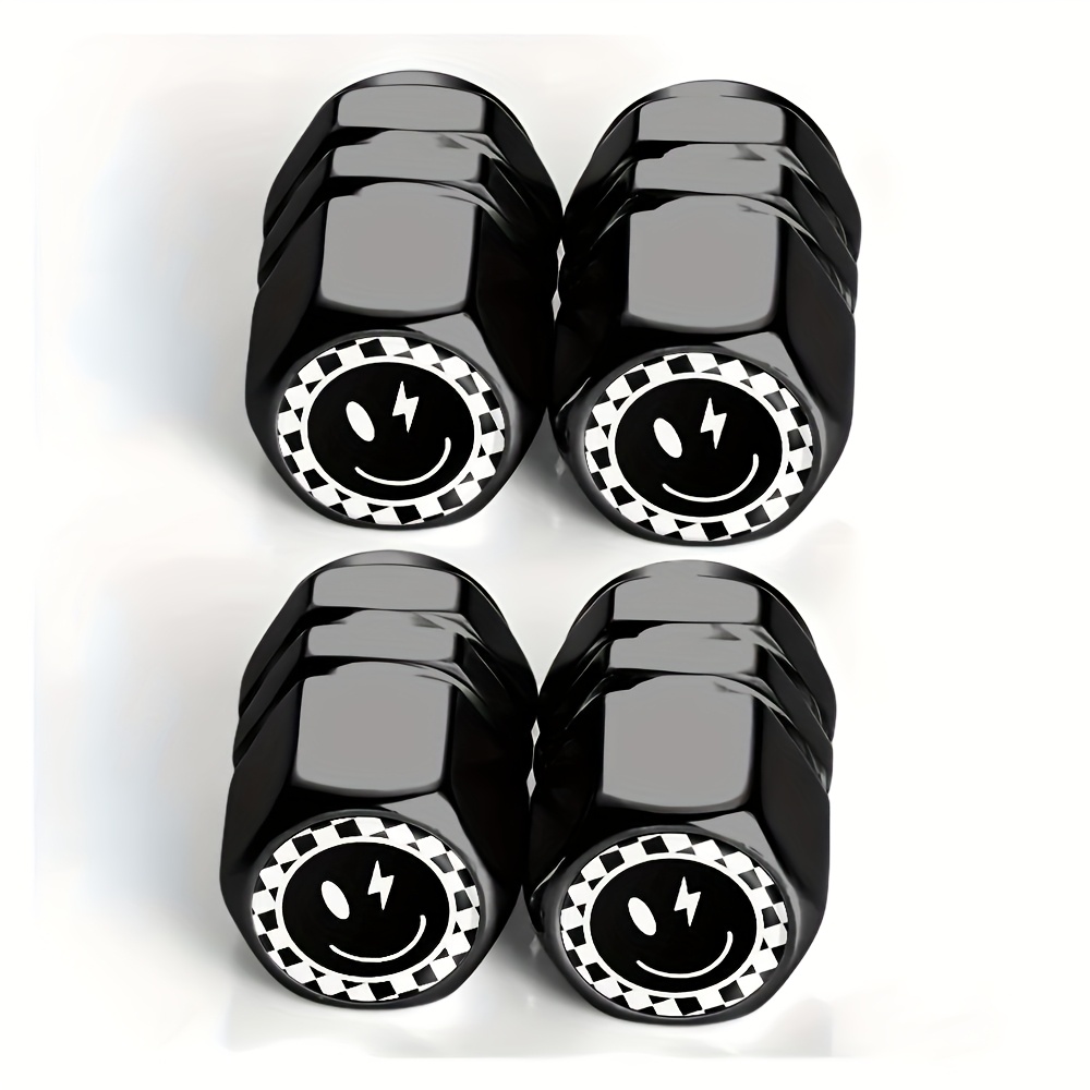TEMU 4-pack Black And Tire Valve Caps For Cars, Trucks, Suvs, And Motorcycles, Durable Aluminum Alloy, Stylish And Practical Dustproof Design, Vehicle Additions | Additions |