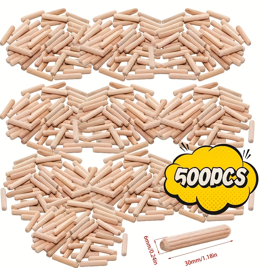 500  wooden dowels 6x30mm polished circular grooved dowel rods for woodworking drilling guide and locator high quality dowel   kit