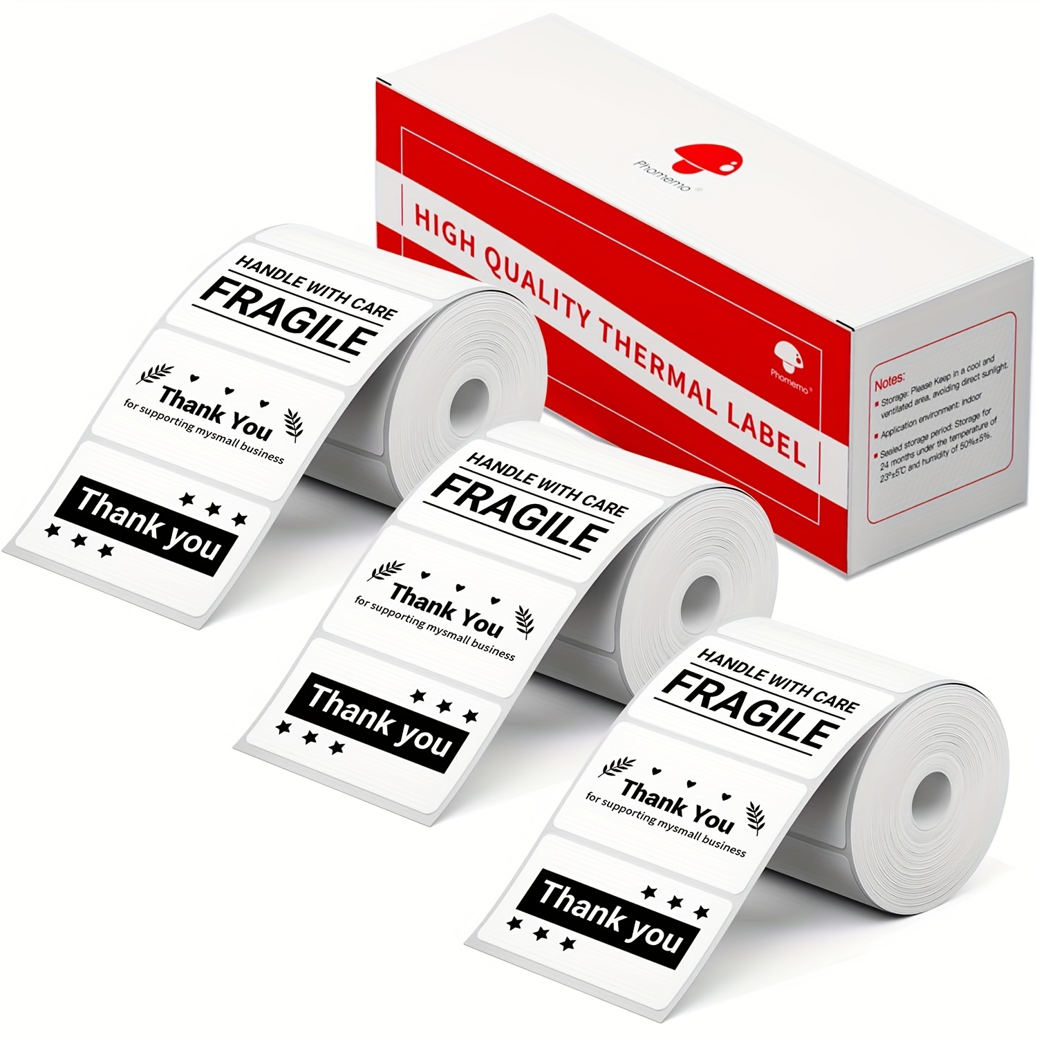Image of Phomemo M110/m220/m221//m120 Label Printing, 3 Rolls Of Rectangular Multifunctional Adhesive Label Paper For Phomemo M110/m221/m220//m120 Label Printer