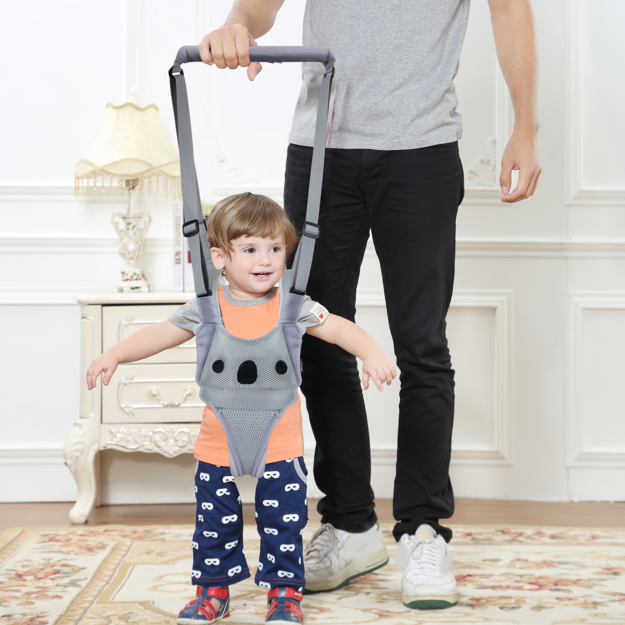 1pc adjustable toddler walking assistant harness anti fall breathable mesh walking aid   0 3 years   learning walker with retractable straps and cute   design details 2