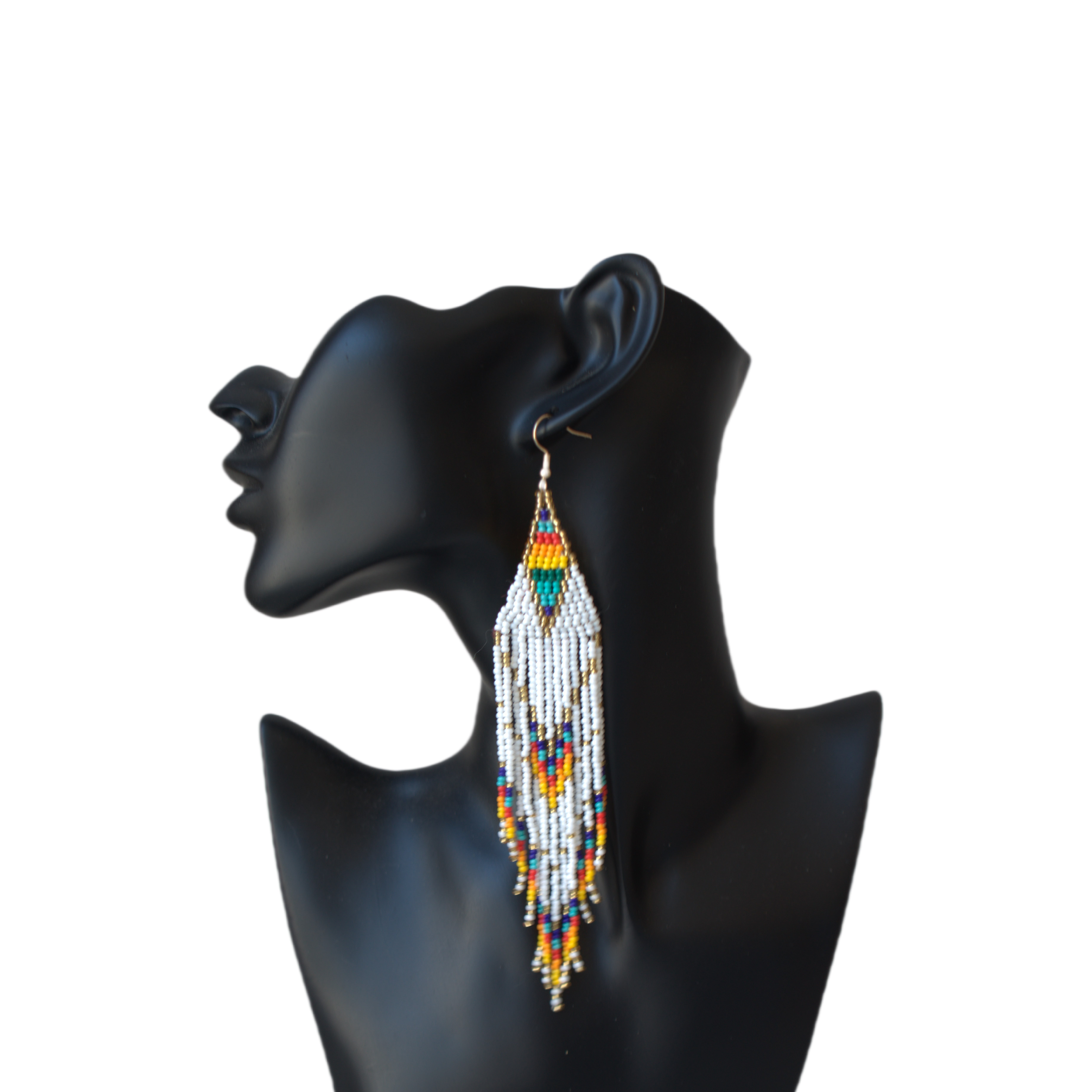 2 Stück Bohemian-Stil Handgewebte Regenbogenfarbene Hängeohrringe mit Reiskörnern: retailer-supplied image
