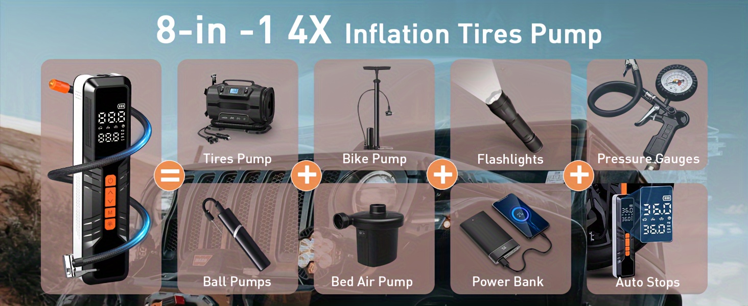 KomBella Tire Inflator Portable Air Compressor, 150PSI Air