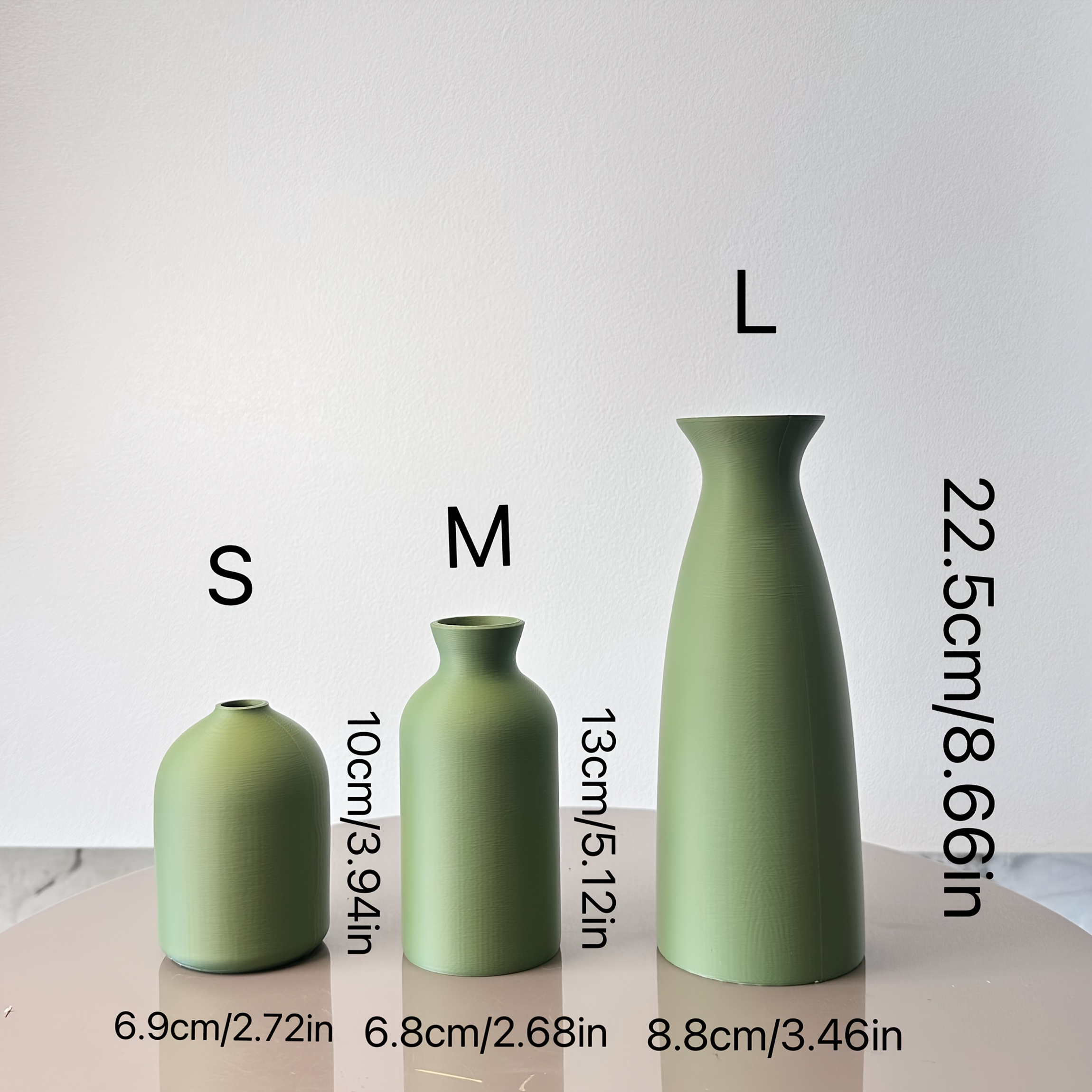 Lot de 3 Vases Décoratifs Art Matcha Vert, Vases à Fleurs Séchées avec Arrangement de Pierres Synthétiques, Idéal pour Décoration d'Intérieur, Entrée ou Bureau
