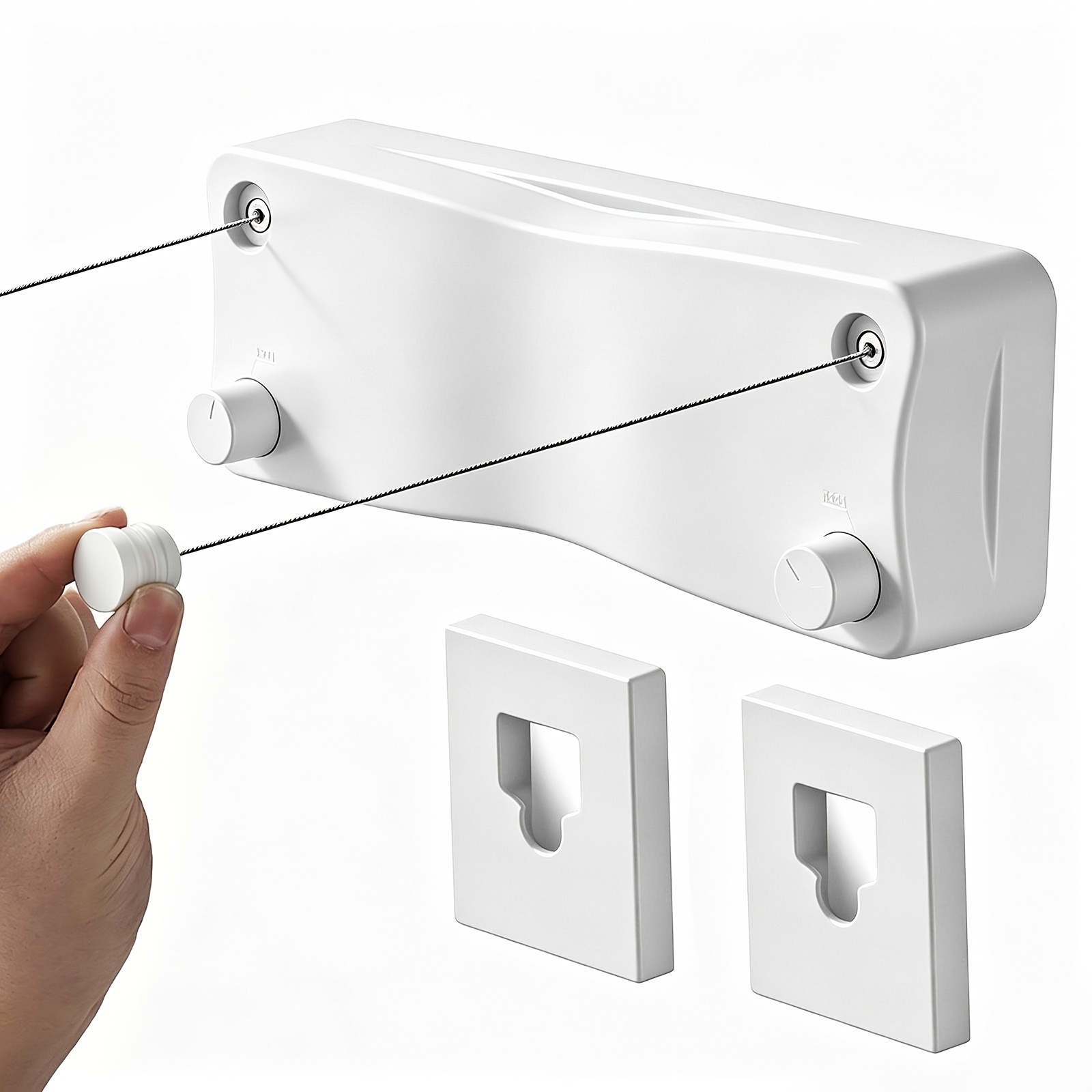 TEMU Retractable Double Clothesline Wall Mount Punch Install, Heavy Duty Stainless Steel Invisible Laundry Line Adjustable Anti Sag Drying Rope For