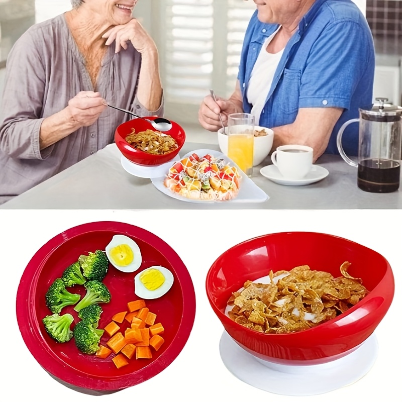 

Spill-proof Bowl & Plate Set With Suction Base - Adaptive Self-feeding Dinnerware For Elderly And Disabled, Tableware