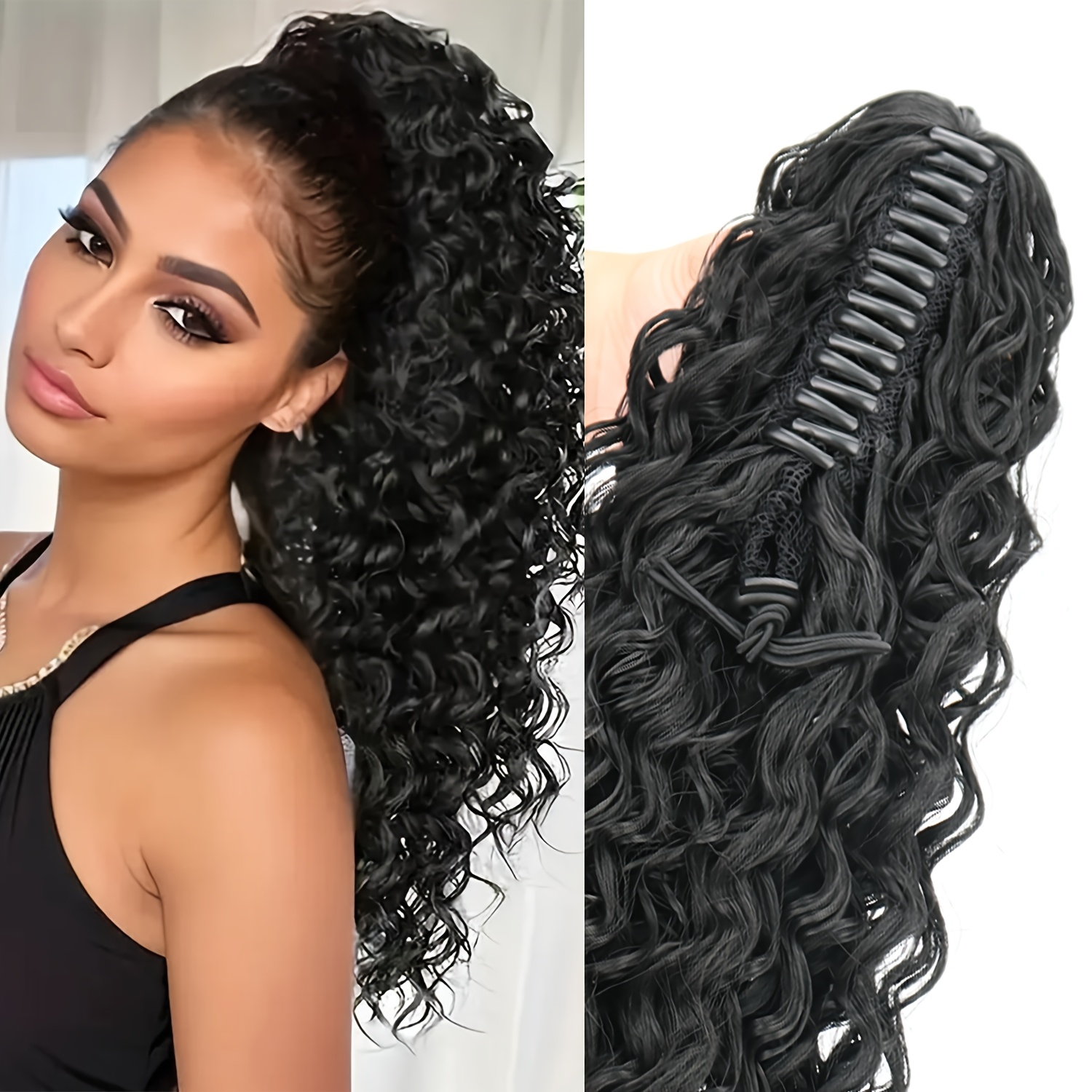 E-shop 24-Zoll Synthetik Haarspange Ponytail im Style, erhältlich in Schwarz und Braun, , um Volumen und Flair zu Damenfrisuren für Weihnachten und