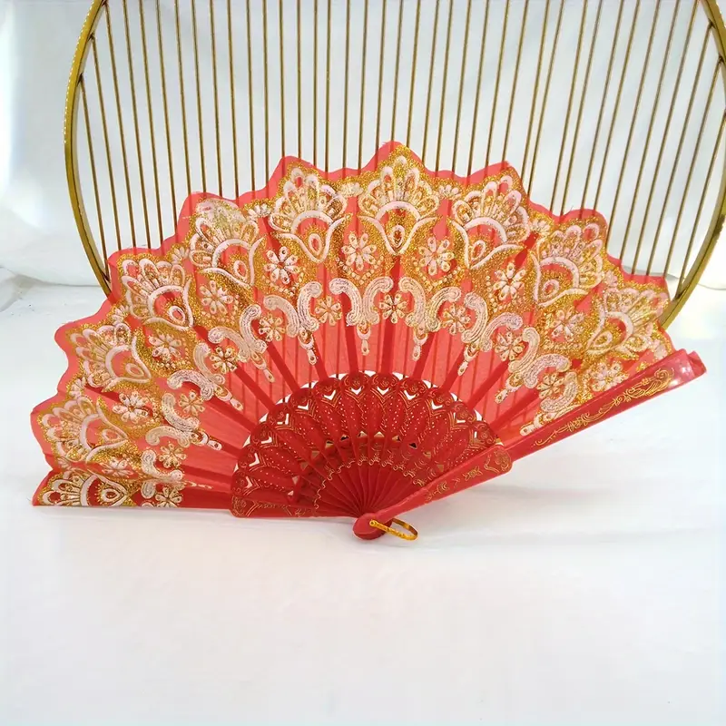 Buy Vintage Floral Folding Fans, Japanese Bamboo Ribs Fan, Chinese Hanfu Hand Fan, Wedding Bridal Handheld Fans, Summers Dance Party Favors Gift Online In India - Foto 13