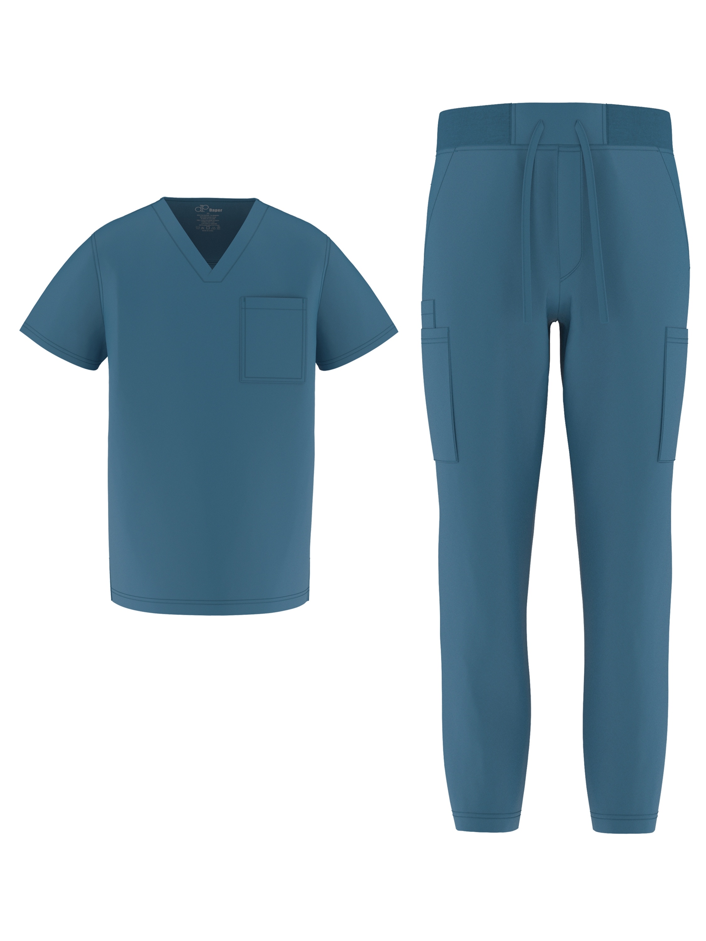Men'S Stretchy V-Neck Scrub Top And Cargo Pants Set - Medical Attire Featuring Pockets, Comfortable And Airy for Healthcare Professionals JYC705.