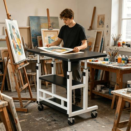 heavy duty adjustable height drafting table storage rack space saving portable workstation for home and office multifunctional computer desk storage desk gardening saving storage workbench for home crafting