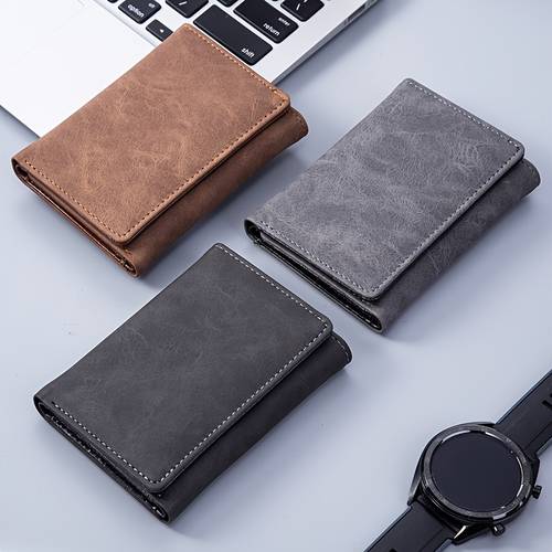 new mens short wallet multifunctional card holder mens matte faux leather wallet phone pouch coin purse high quality trifold vintage multifunctional trifold card card holder and photo storage