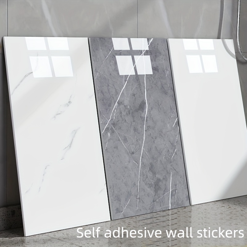 contemporary marble pattern self   wall stickers glossy   washable crystal embellished plastic surface recommended space theme single use rectangle shape waterproof vinyl wall panels for kitchen and bathroom decor 0