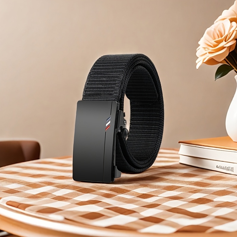 Men's Casual Nylon Woven Belt with Automatic Buckle