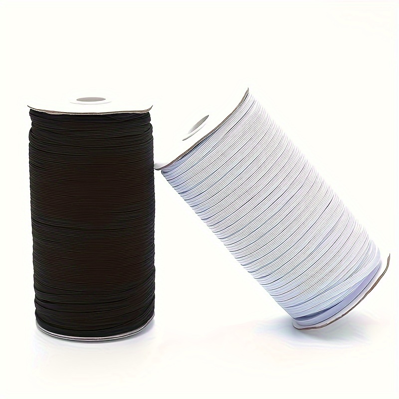 

30 Yards (1181.1 Inches) Roll Of Flat Bands For Sewing - High Stretch Tape For Clothing, Waistbands, Bed Covers, Skirts - Cord For Diy Crafts, Black & White, Multiple Widths (0.12" To 0.39")