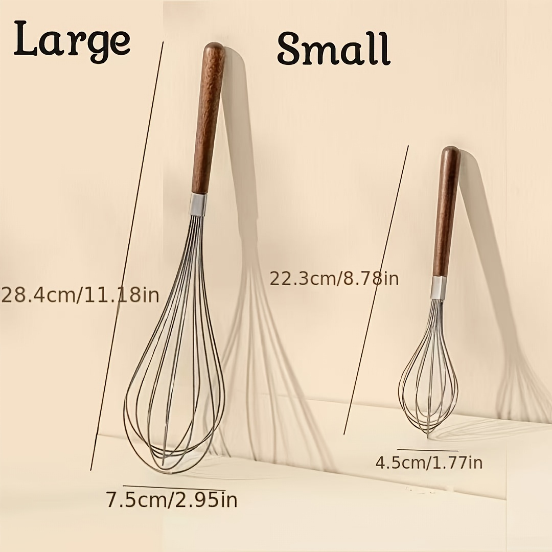 TEMU 2pcs Stainless Steel Whisks With - Ergonomic Balloon Wire Whisk Set For Mixing, Beating & Whipping - Assorted Sizes (large/medium/small Combo)