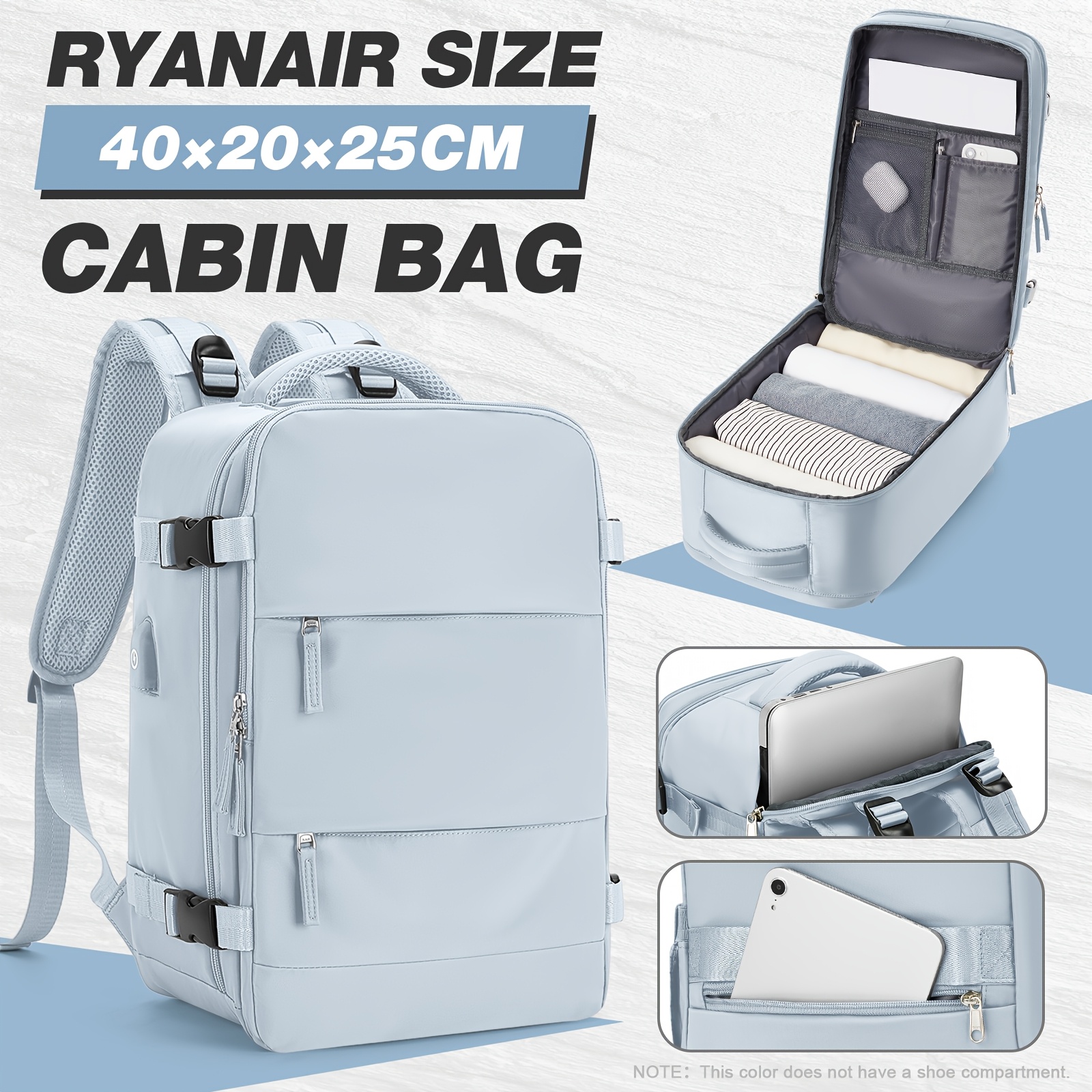 TEMU Hiking Backpack Ryanair 40 X30 X20 Backpack, Cabin Bag, Travel Backpack, Airplane Backpack Under Seat, Ryanair/ Easyjet Approved, Budget