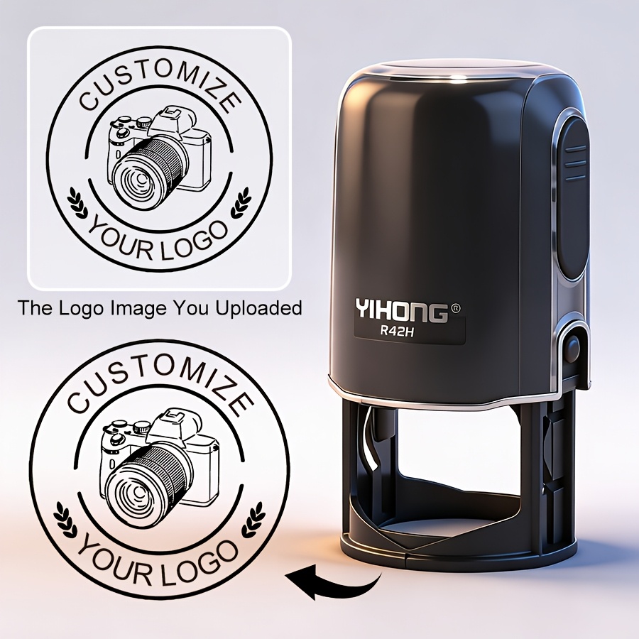 Yh42 Refillable Ink - Personalized Logo And Text Stamp - Custom Design, High- Stamp For Business Badges And Office Use, Ideal For A To Documents, Business Badge Maker | Unique Document Touch | Durable