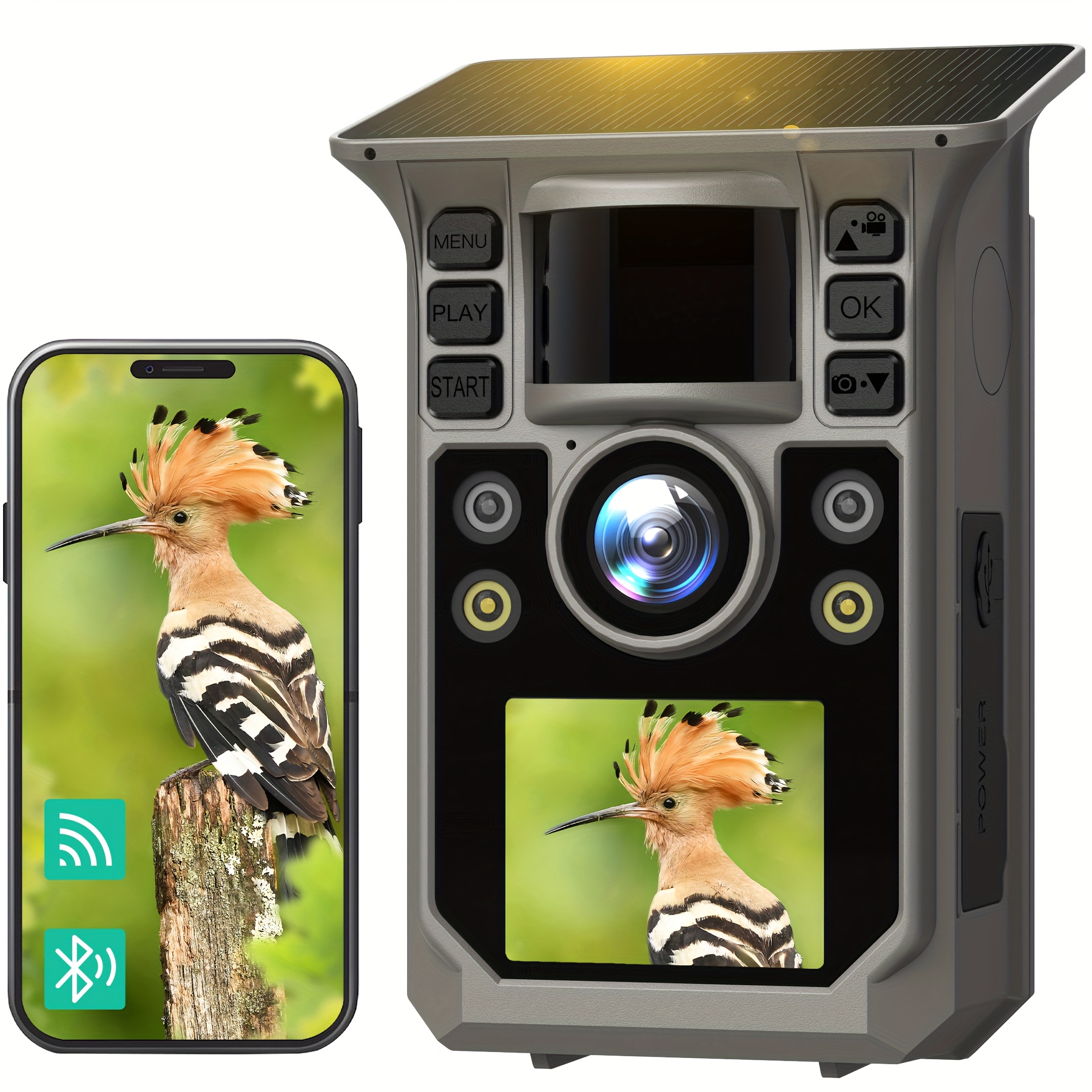 Image of Trail Camera Wifi Solar Trail Cam Night -in 7500mah Rechargeable Battery - Game Camera Ip67 - 4k 48mp Wildlife Hunting Cameras With 64gb Memory Card