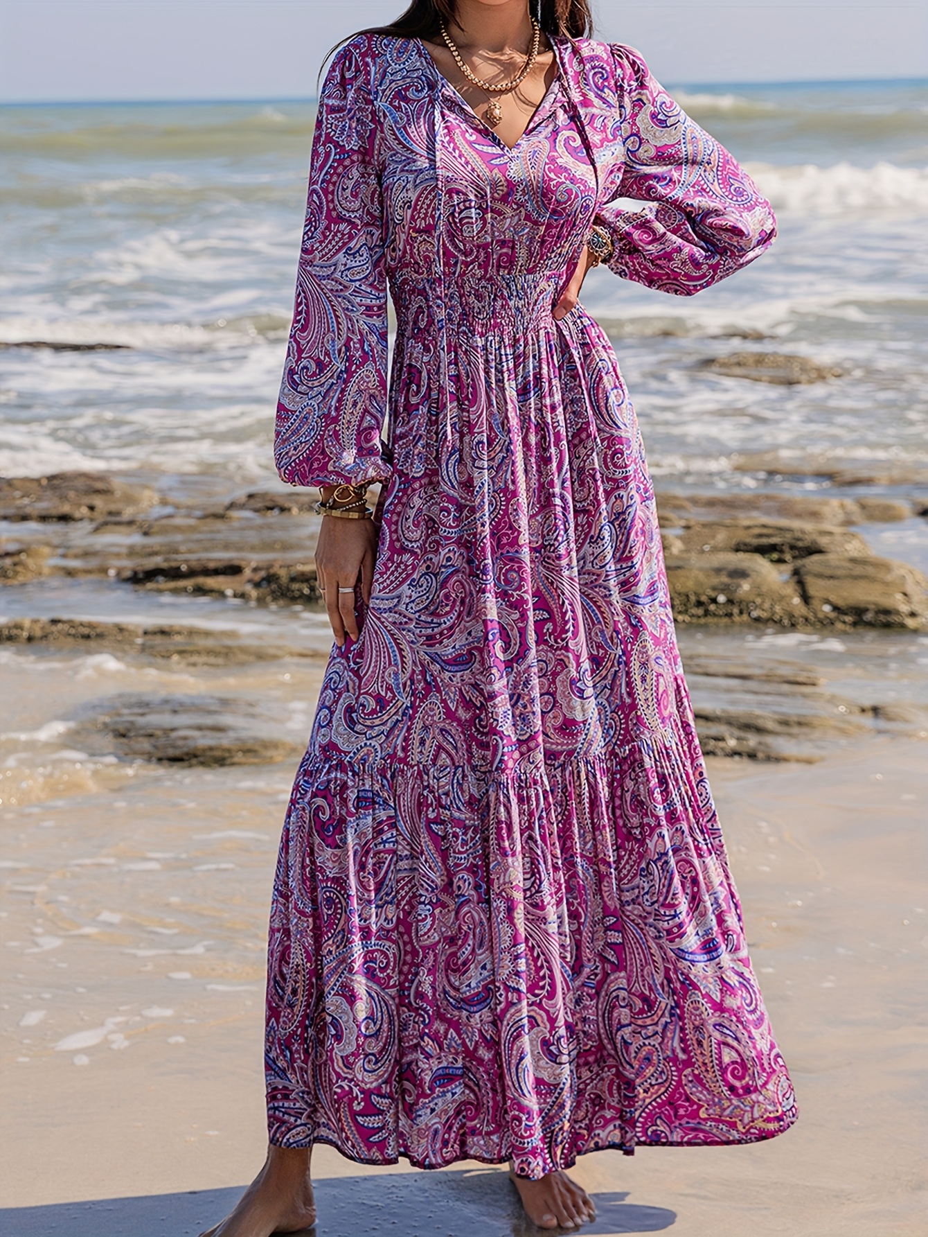 beltless bohemian dress vintage exquisite v