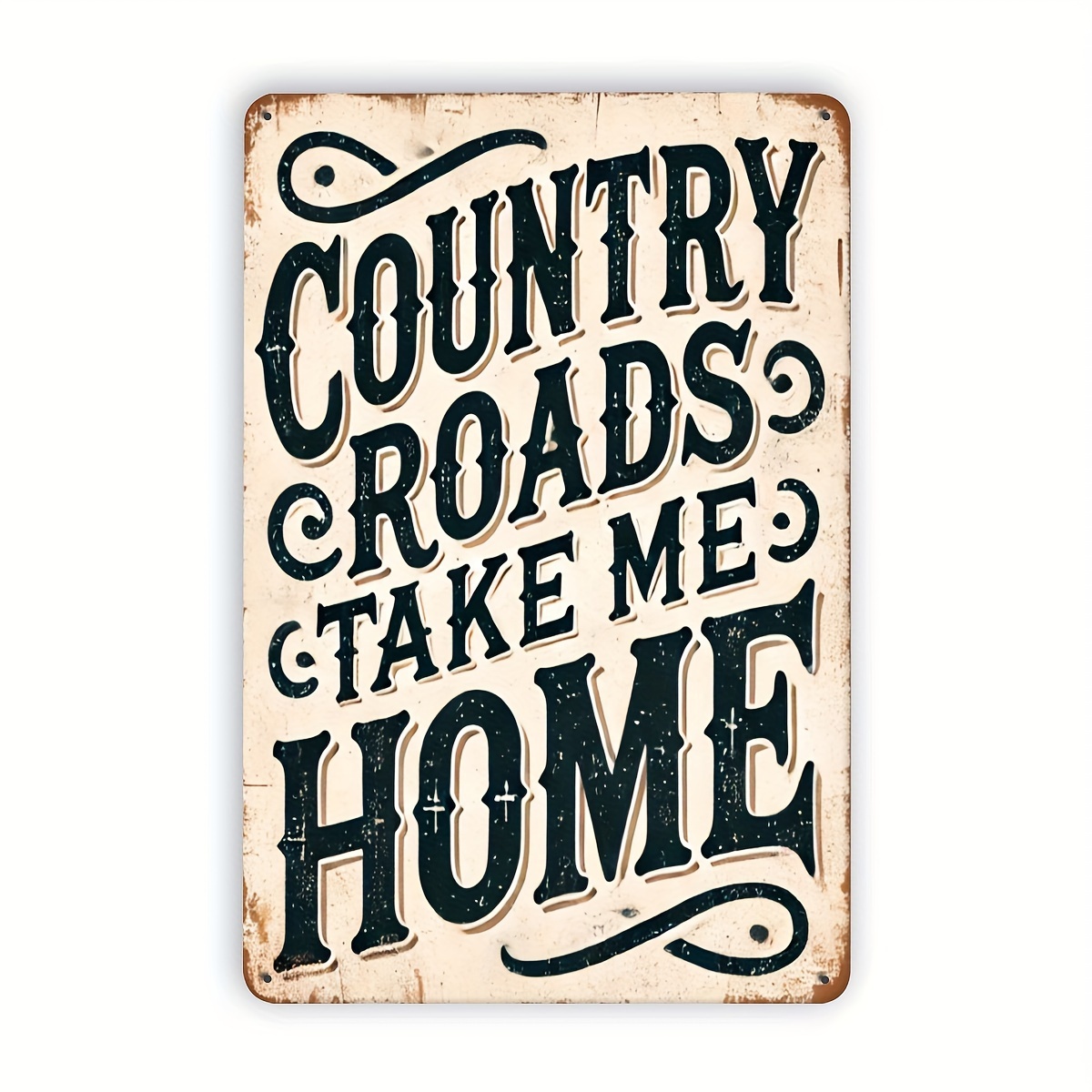 TEMU Vintage " Takes Me Home" Metal Plaque - Rustic 8x12 Inch Iron Wall Art, Perfect For , CafÃ©s, Eateries, , Pubs, Verandas, And Gardens - Sturdy