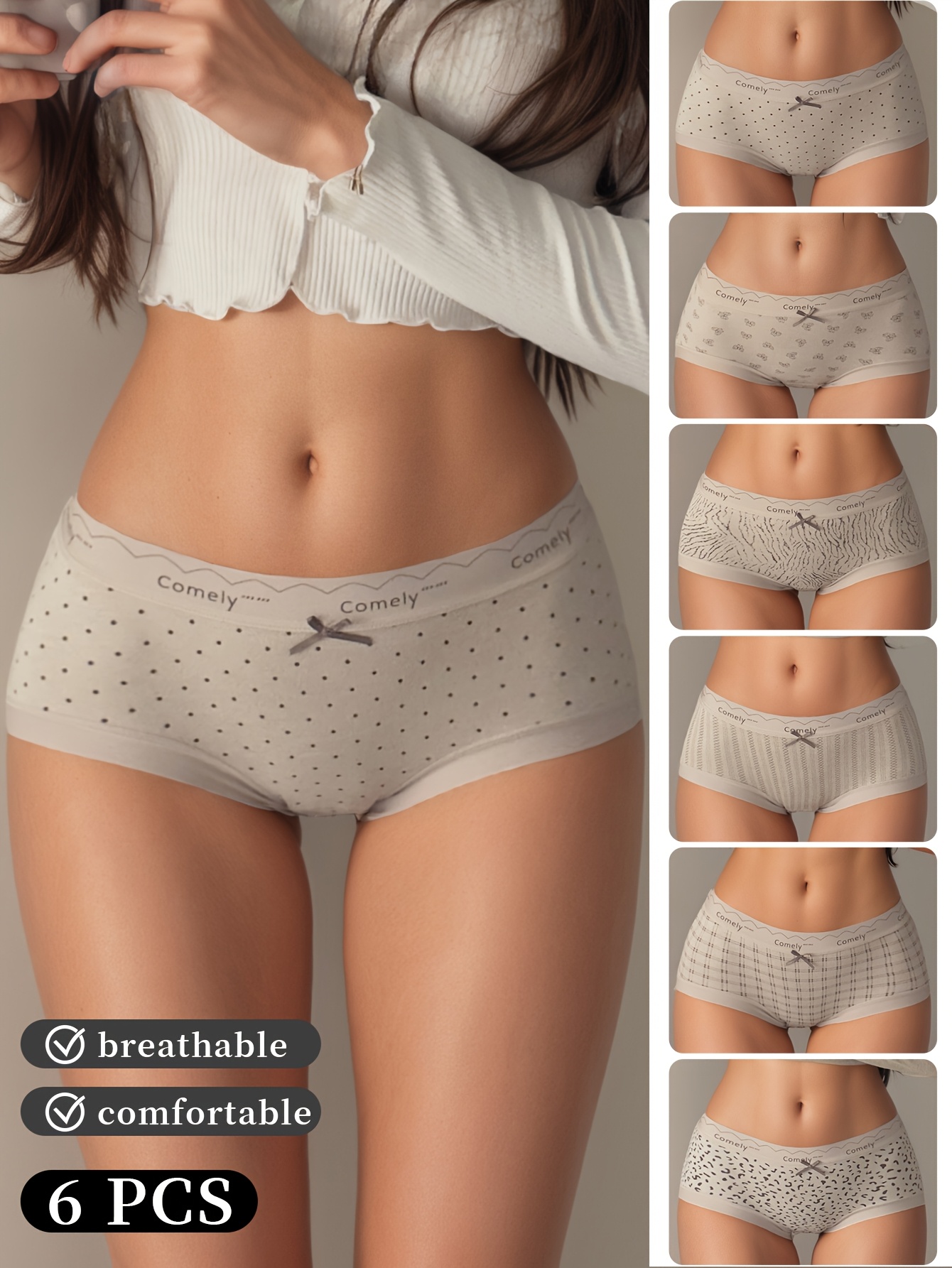 6pcs Women's Fashion Panties, Sexy Leopard Print, Multiple Patterns Available, Breathable and Skin-Friendly, Slim Fit Underwear for Daily Wear and Special Occasions