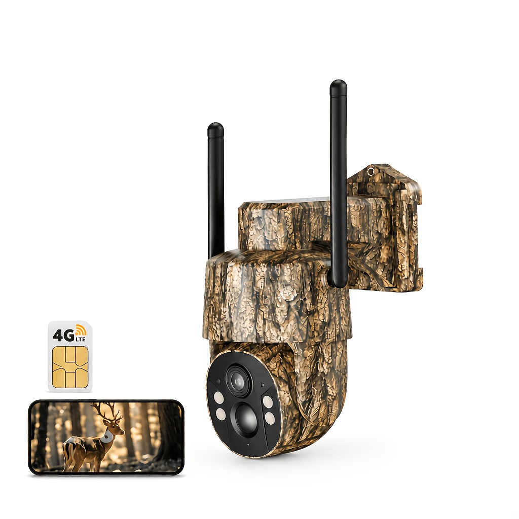 TEMU 1/2/3pcs 4g Security Cameras Wireless Outside, Via Phone App, Motion-activated Of Seconds And Night Vision, Solar Panel For Hunting In Remote