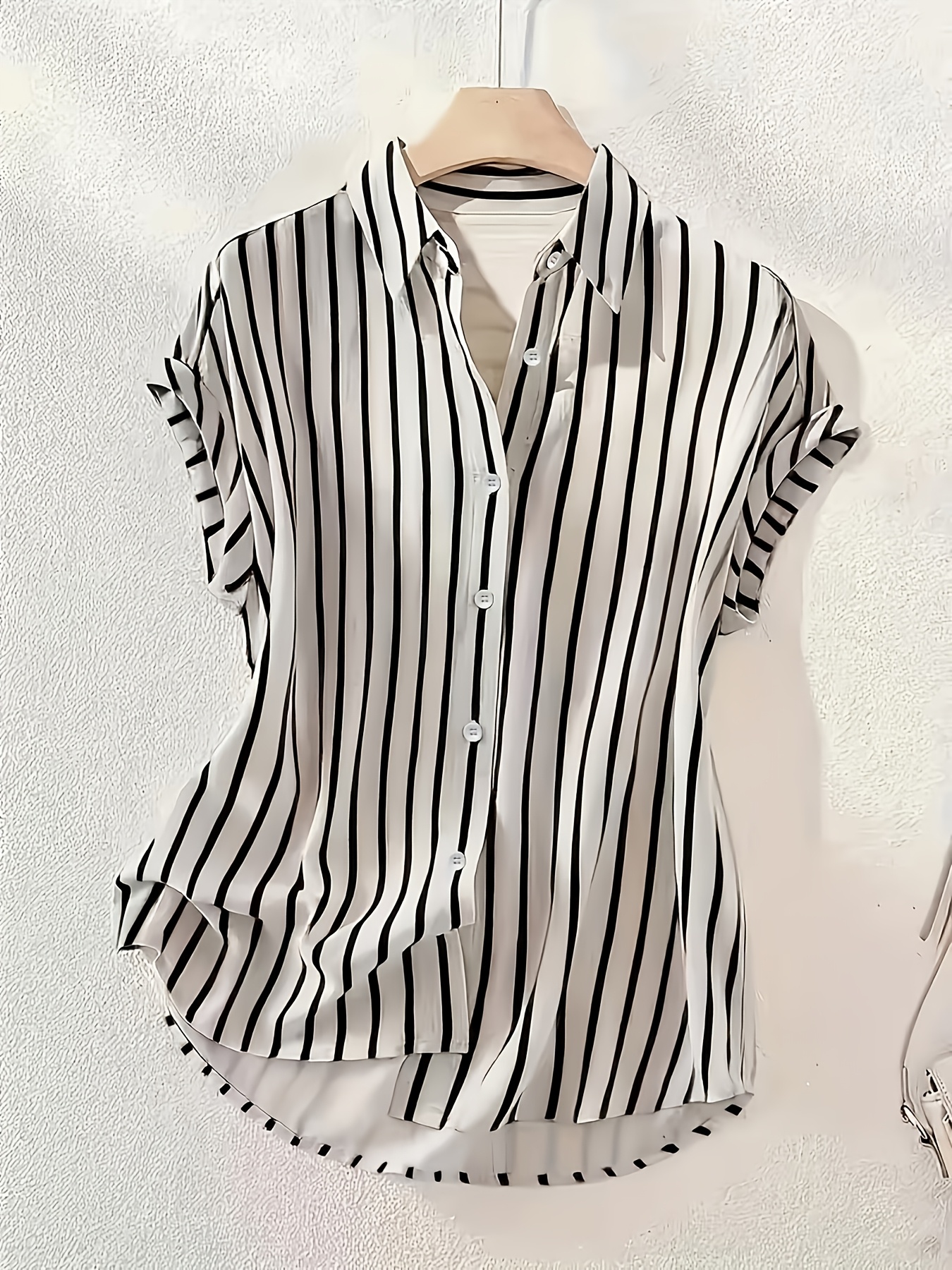 summer fashion womens striped single breasted shirt