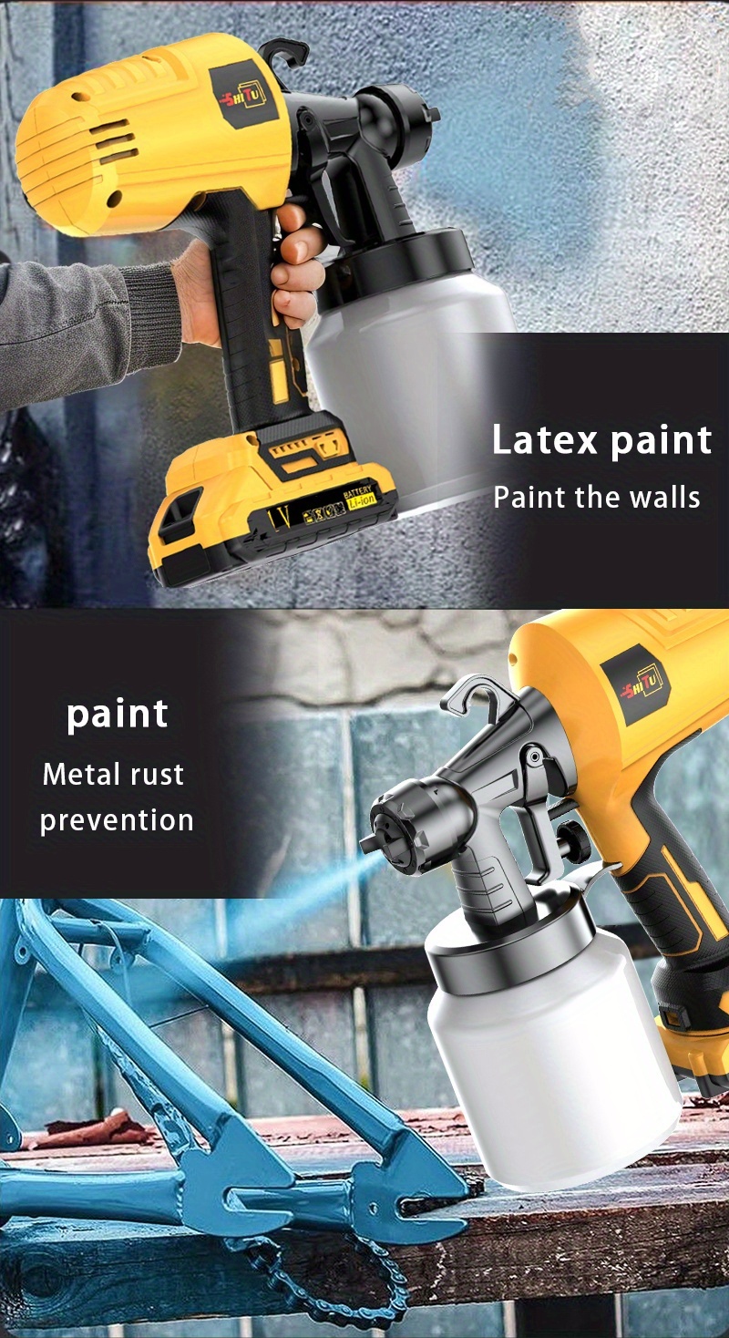2025 Nieuw Model Verfspuitpistool - Accu-aangedreven Hogedrukspuit met Makkelijk Schoonmaaksysteem, voor Binnen- en Buitenmuren & Houten Oppervlakken, DIY Verfproject (Accu-aangedreven, Geen Compressor Nodig) - Kerstcadeau