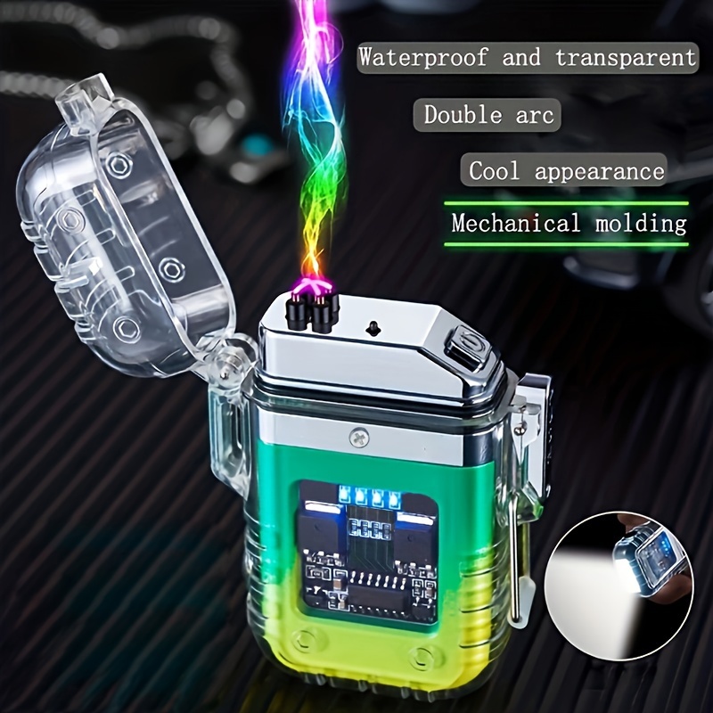Encendedor electrónico, encendedor recargable por USB, mini pantalla táctil  creativa, pantalla LED, resistente al viento, encendedor sin llama con