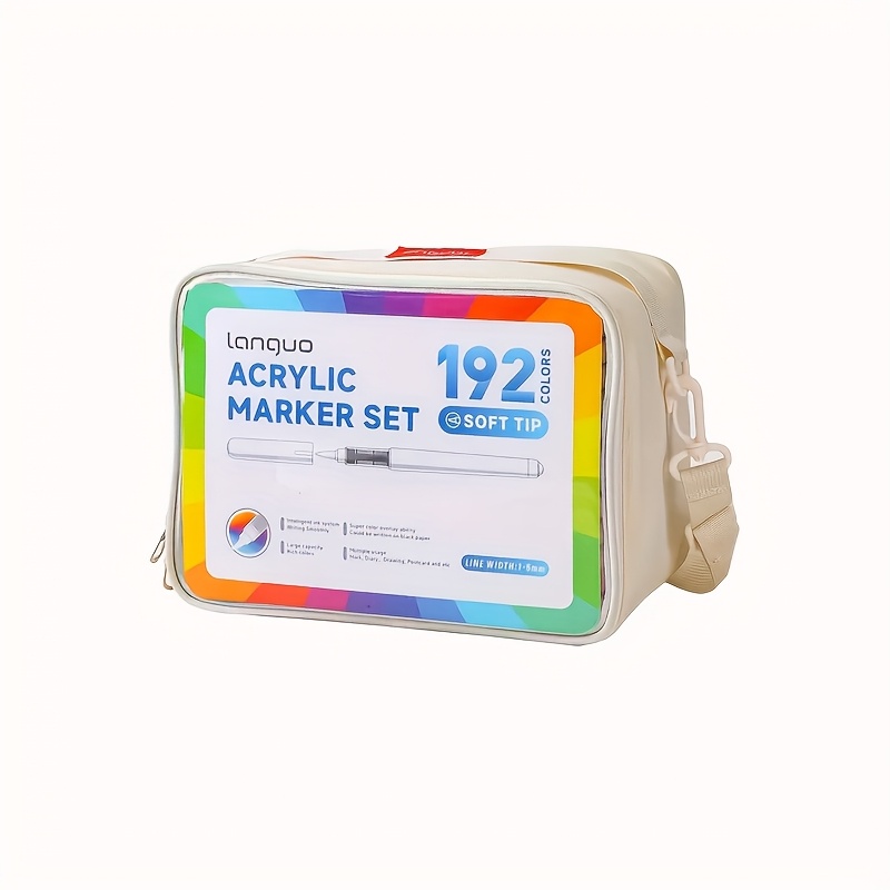 192/ 96 Color New Product , Stackable Soft Brush Head Marker Pen Cd Bag Set, Professional Painting Marker Pen Set (cloth Bag), Large Capacity Color Mixing, Creative Gift