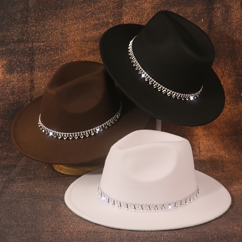 

Chic Y2k-inspired Sparkling British Cowboy Hat - Lightweight, Fashionable Sun & Jazz For Women, Travel & Beach