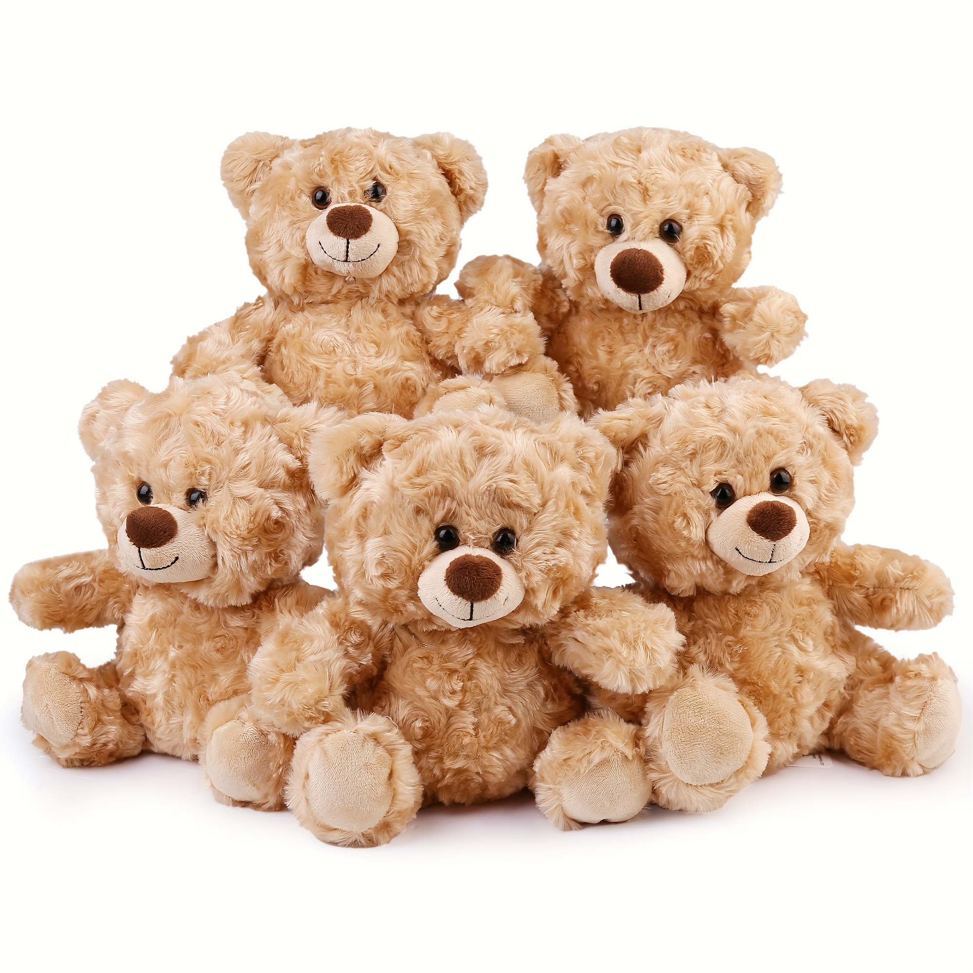 

5pcs Benben 8'' Light Brown Teddy - , Soft Polyester Plush Toys With Lock-washer Eyes, Snuggling & Gifts For Valentine's Day, Birthdays, Christmas