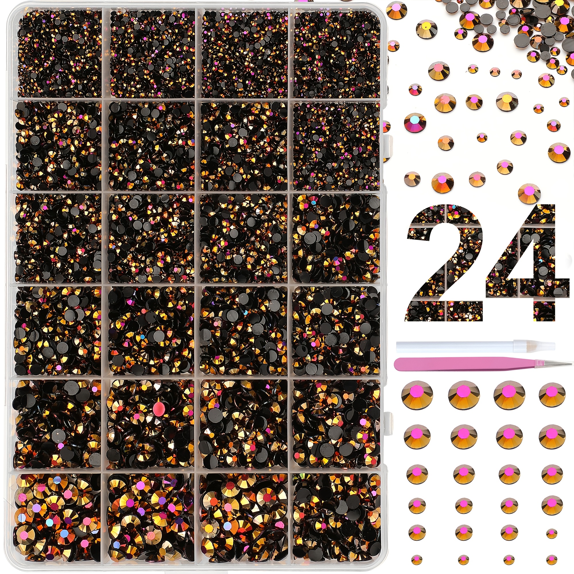 TEMU 10000pcs Golden Rhinestone Bedazzling Kit With Wax Pen & Tweezers - 10000pcs Pack Suitable For Nail Art, Cowboy Hats, Boots, Bags, Costumes |