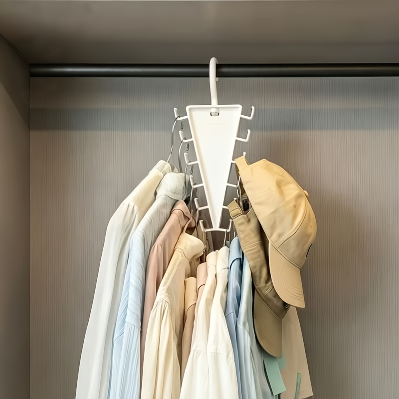 2pcs 360 rotatable triangular wardrobe organizer hanging rack multi functional clothes and hat hook 12 hooks space saving closet storage rack suitable for hats scarves ties handbags underwear belts briefs for home bedroom organization Product details 8