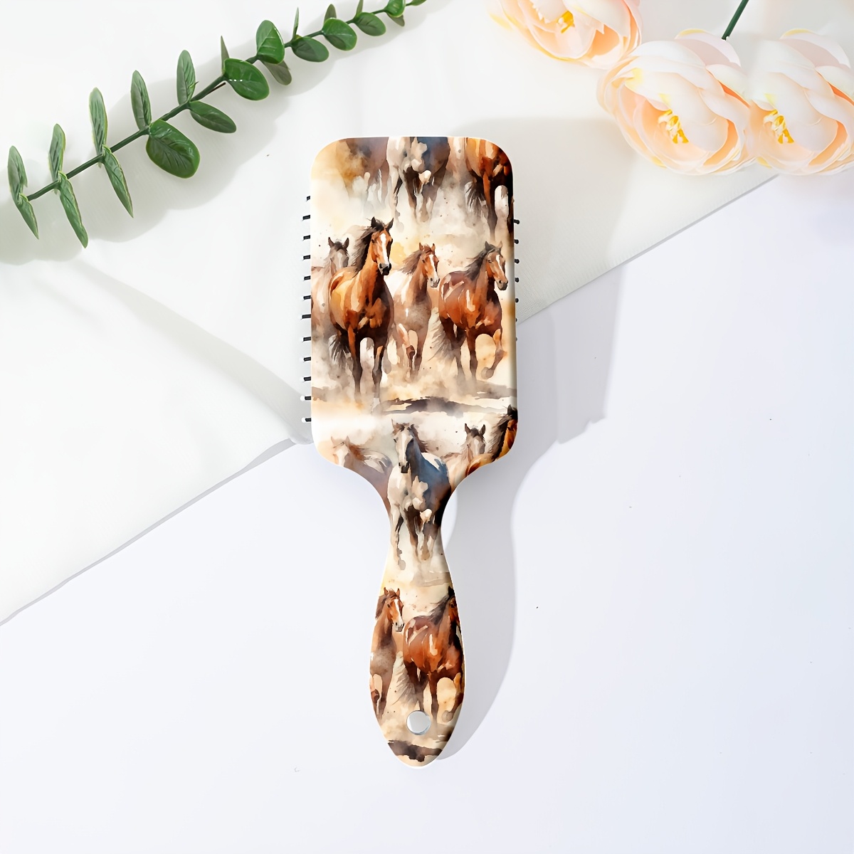 TEMU 1pc Of A Comb Designed With A Running Horse Texture Pattern, Featuring An Air Cushion For Smooth Hair And Preventing