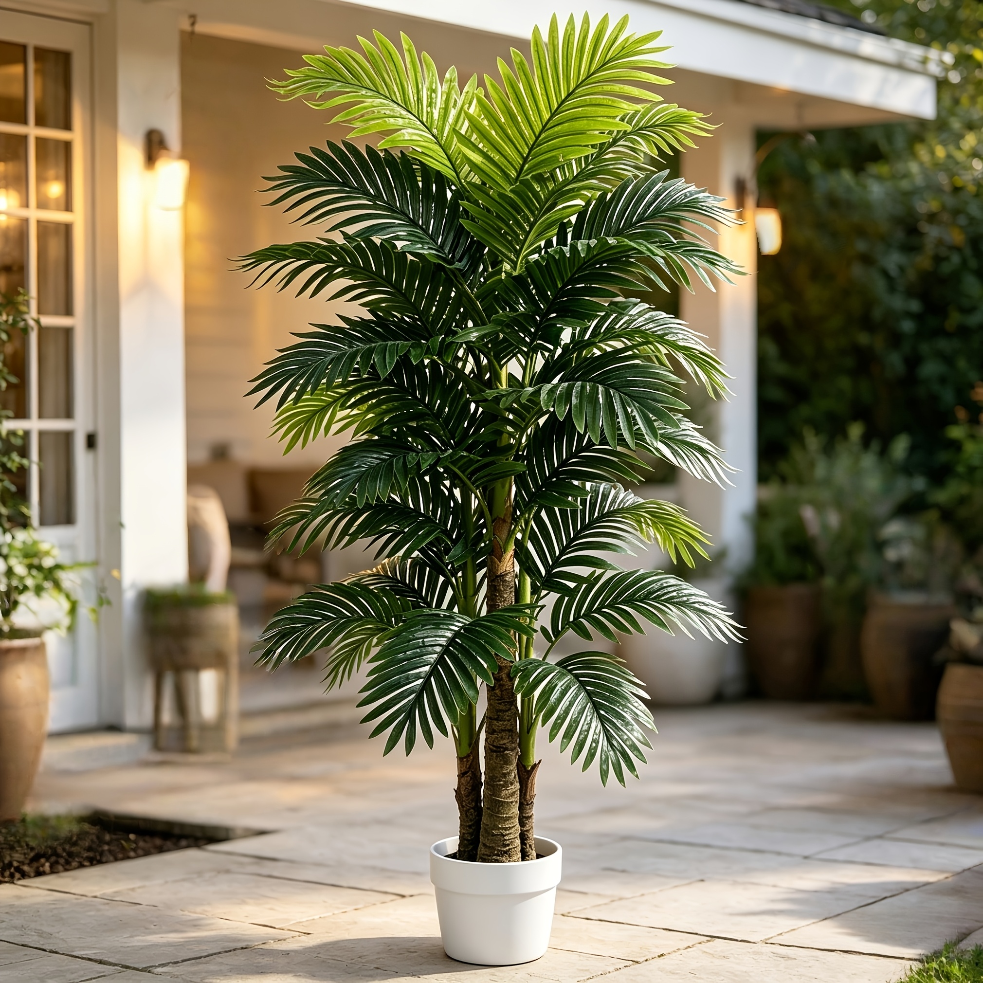 119.99 cm - Artificial Palm Tree with 23 Large   Leaves - Large Faux Greenery Indoor Outdoor Decorative Plant, Simulation Palm Tree for Living Room, Courtyard, Balcony, Kitchen, Staircase, Lawn Decor