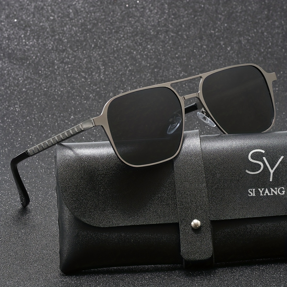 

Sy Si Yang Brand Men'--shaped Stainless Steel Polarized Glasses, Simple , Glasses, Suitable For Fishing, Driving, Gift-, Exquisite Packaging, Gift Glasses Case And Glasses Cloth