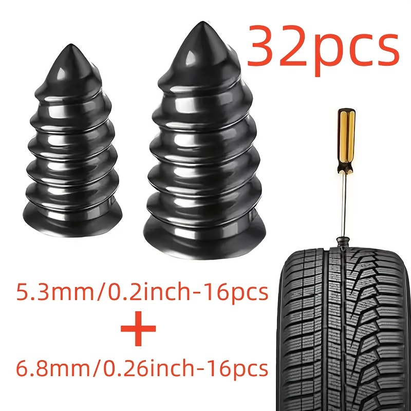 TEMU Set di riparazione pneumatici a vuoto da 32/16/8/4 pezzi, kit di chiodi per ruote, moto, scooter, strumento di riparazione per pneumatici in