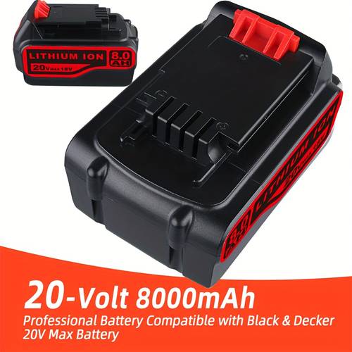 1pack 2packs 8000mah 20v replacement for black and decker battery 20 max lithium ion lbx20 lst220 2020 ope 20b 2 lb2x4020 181002
