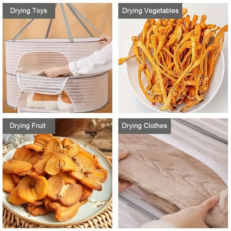 1 layer herb drying rack polyurethane hanging storage non waterproof multipurpose drying bag for herbs fruits vegetables fish clothes and toys with unique closure system details 6