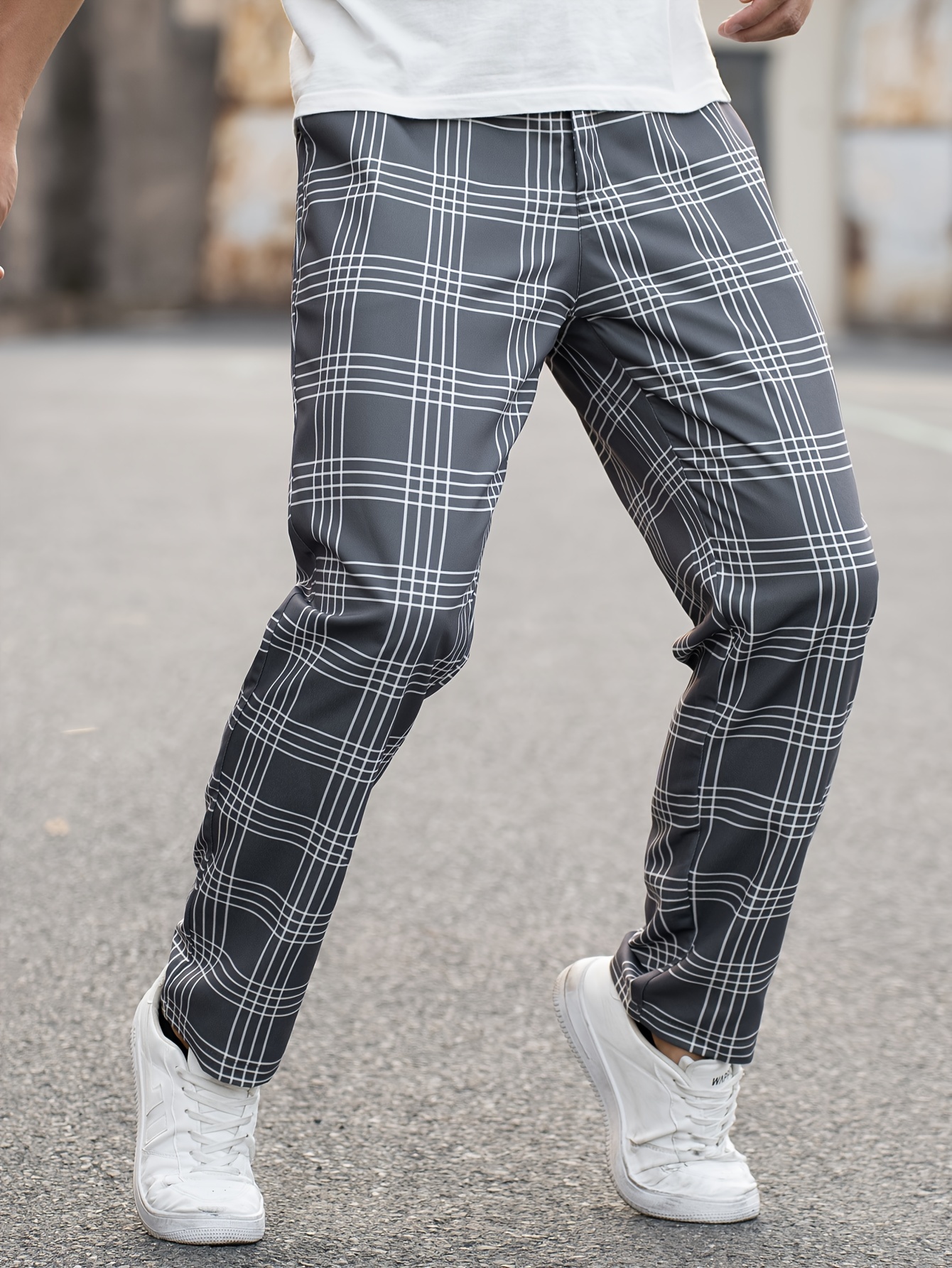 Smart Casual Grey Checkered Pants Mens Outfit *'S Stylish Trousers