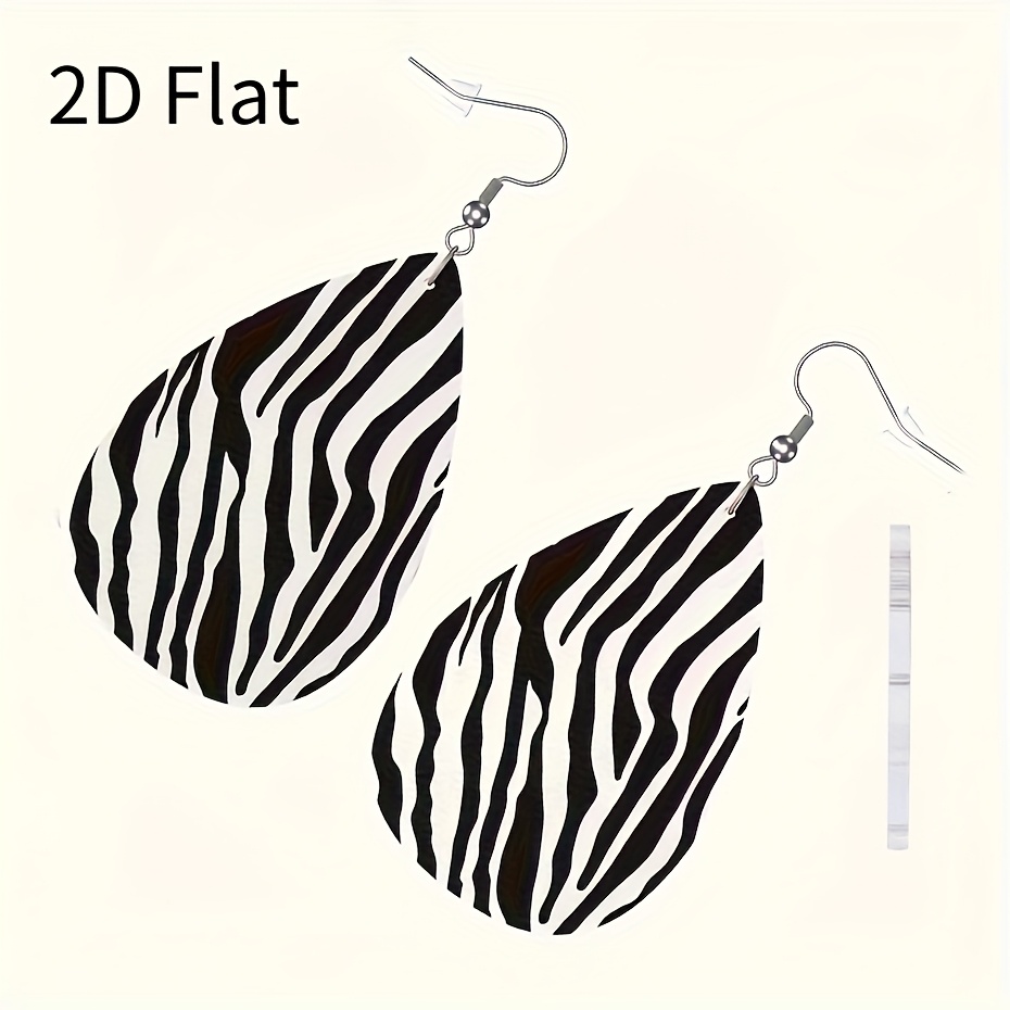 Bohemian Style Black and White Pattern Teardrop Earrings